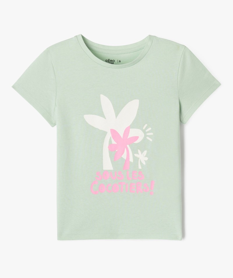 Tee-shirt manches courtes à motif fille